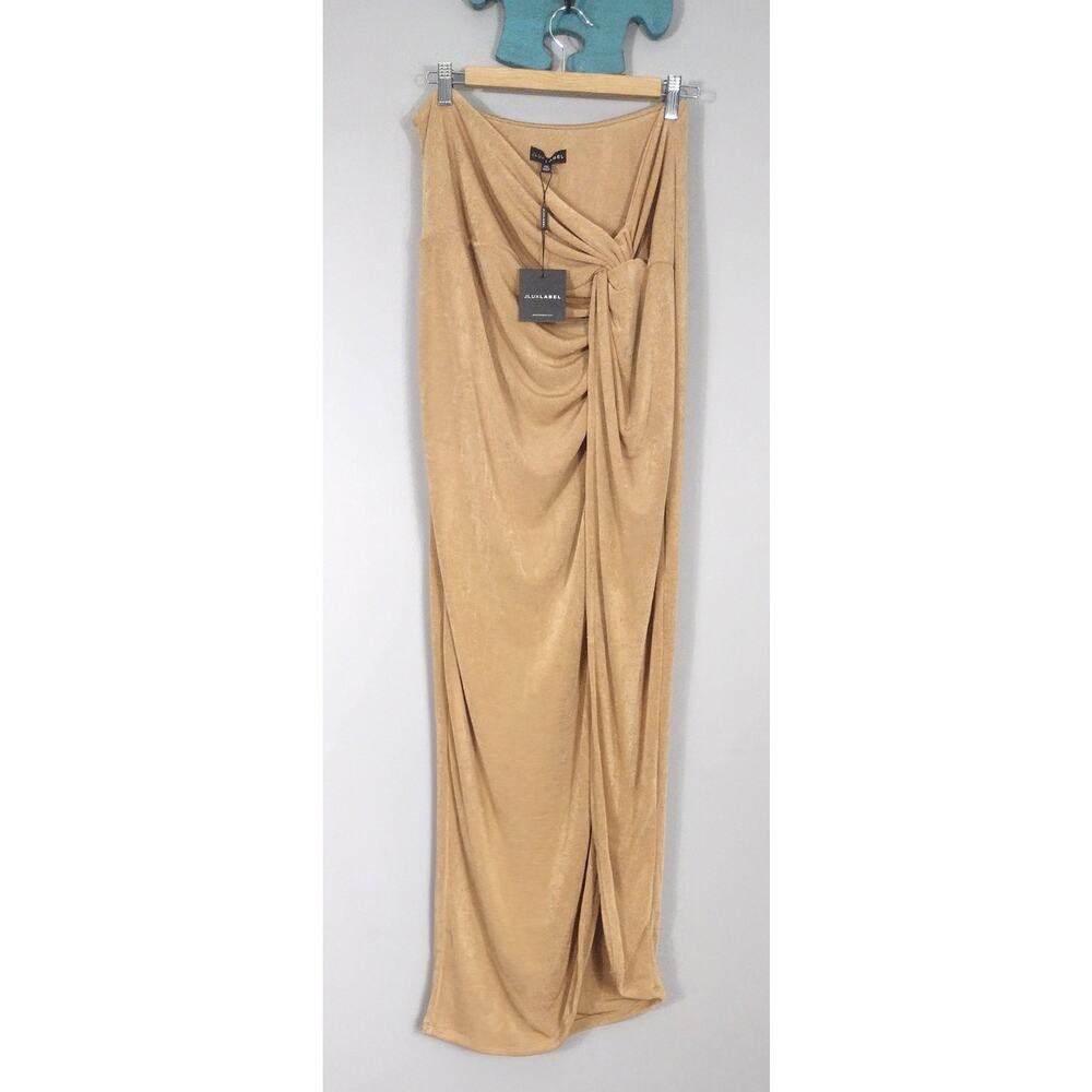 NWT JLUXLABEL Gold Long Maxi Slit Spandex Stretch Skirt XXL